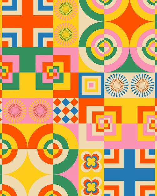 Colorful geometric composition with repetition and contrast