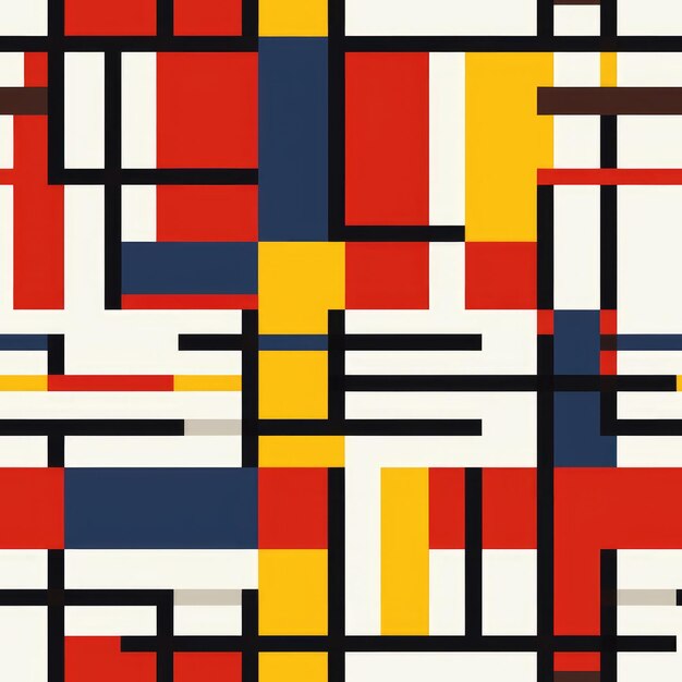 Colorful geometric form abstract mondrian style seamless pattern background