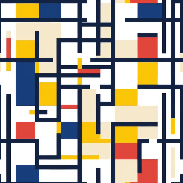 Colorful Geometric Form Abstract mondrian Style Seamless Pattern Background