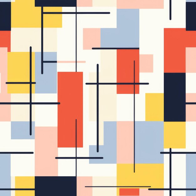 Colorful Geometric Form Abstract mondrian Style Seamless Pattern Background