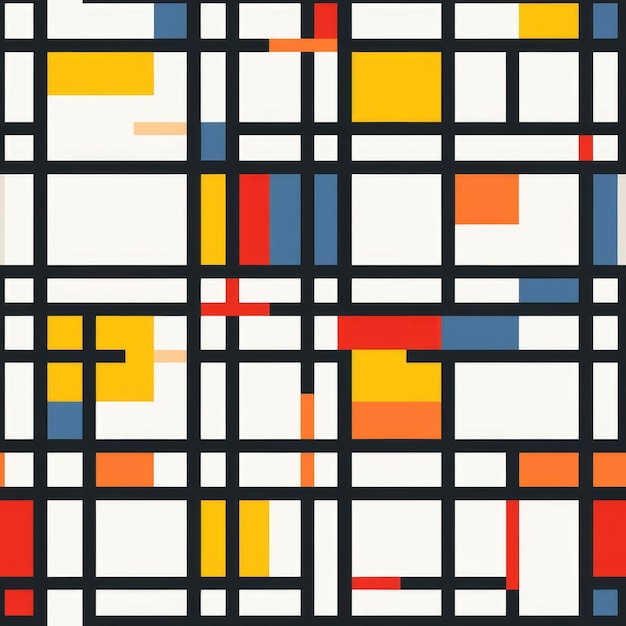 Colorful Geometric Form Abstract mondrian Style Seamless Pattern Background