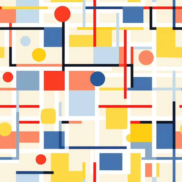 Colorful Geometric Form Abstract mondrian Style Seamless Pattern Background