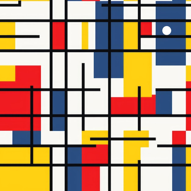 Colorful Geometric Form Abstract mondrian Style Seamless Pattern Background