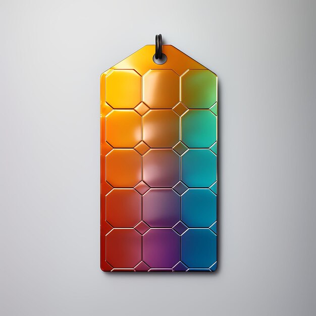 Foto colorful geometric hang tag hexagonal shape bold and bright colors gl creative collezione di tag hang