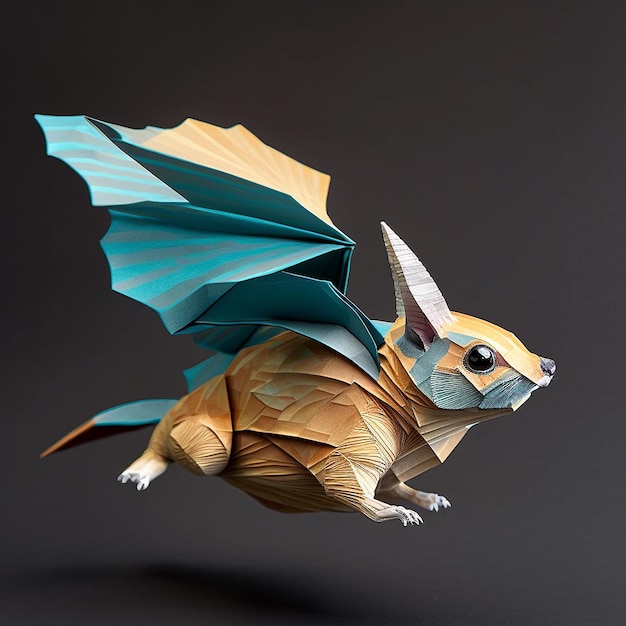 Colorful geometric low poly flying squirrel animal AI Generated