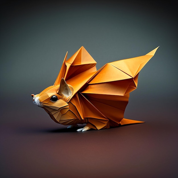 Colorful geometric low poly flying squirrel animal AI Generated