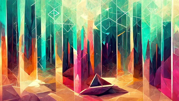 Colorful geometric magic lines background