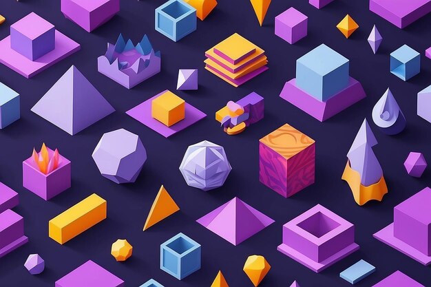 Colorful geometric paper object pack