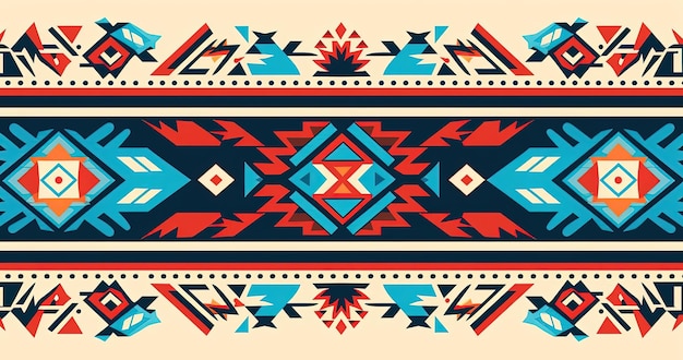 colorful geometric pattern seamless border with the design of the native american tribes