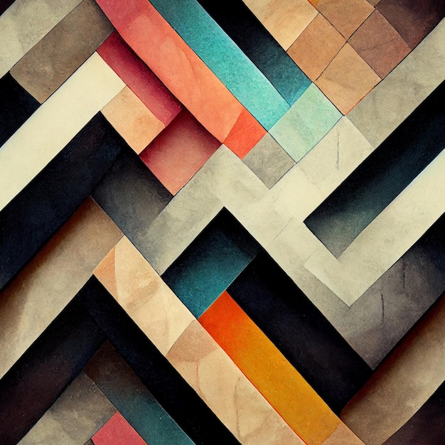 A colorful geometric pattern with a black background