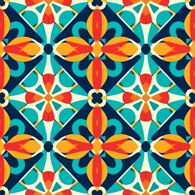 a colorful geometric pattern with a blue generative ai