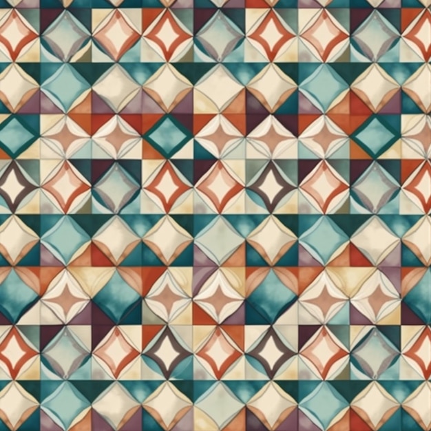 A colorful geometric pattern with a diamond pattern.