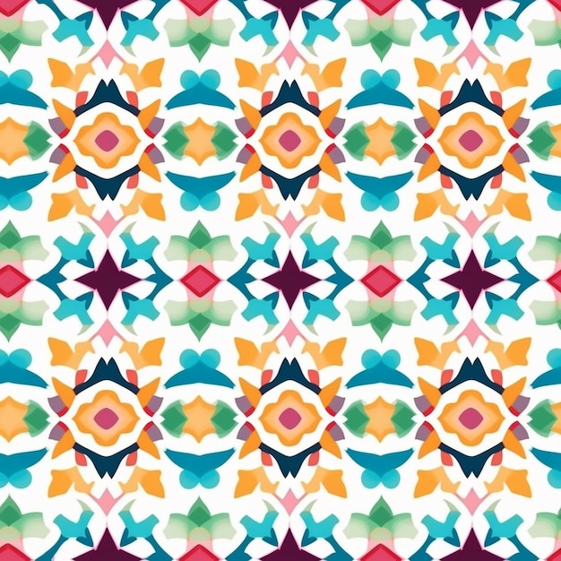 꽃과 함께 다채로운 기하학적 패턴입니다. 꽃과 함께 완벽 한 패턴입니다. 벡터 일러스트 레이 션. 재고 일러스트