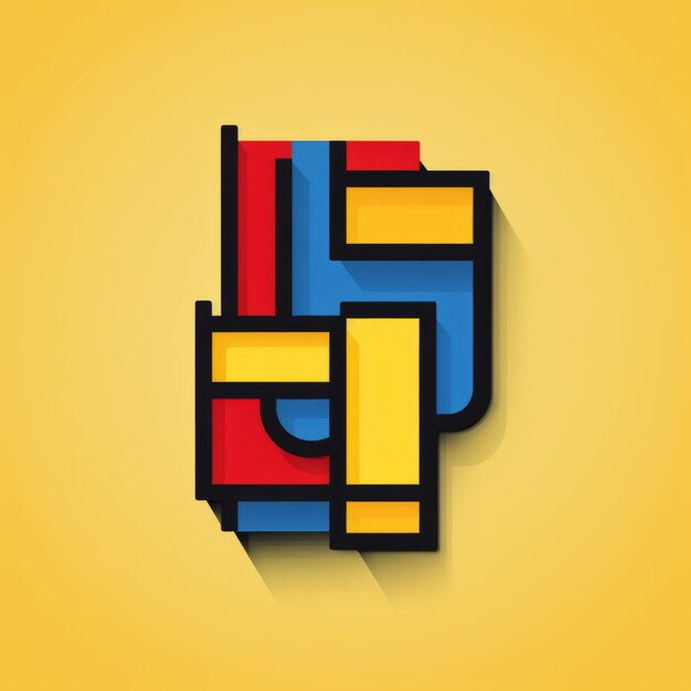 Colorful Geometric Puzzle Piece Icon On Yellow Background