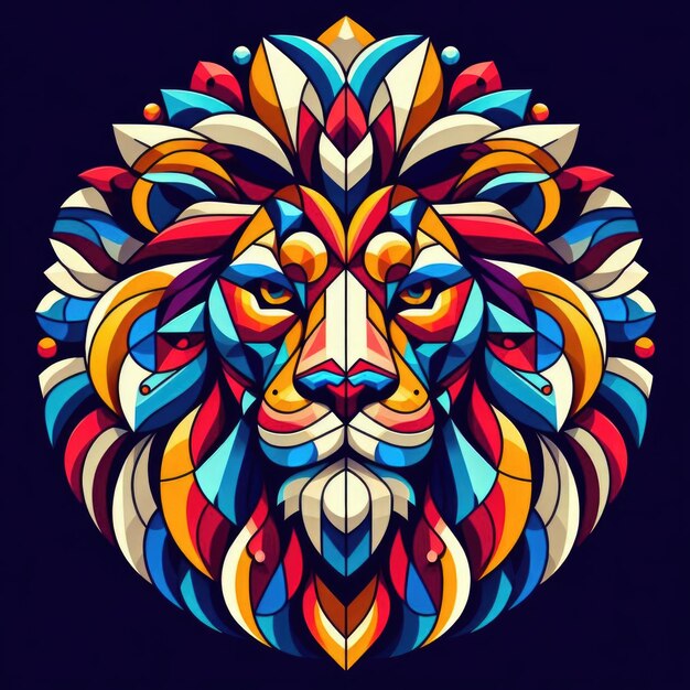 A colorful geometric representation of a lion