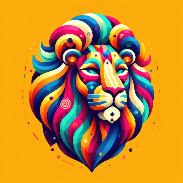 A colorful geometric representation of a lion