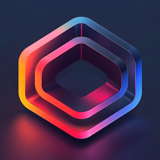 A colorful geometric shape on a dark background