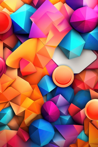 Colorful geometric shapes overlapping on gradient backdrop created with generative ai