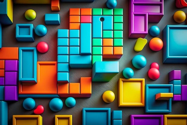 다채로운 기하학적 모양: 제너레이티브 AI 기술로 만든 추상 미술의 재미있는 디스플레이