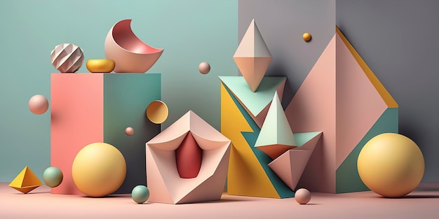 Colorful geometric shapes with pastel tones