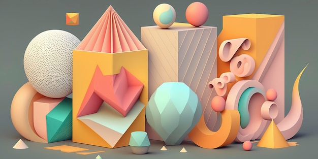 Colorful geometric shapes with pastel tones