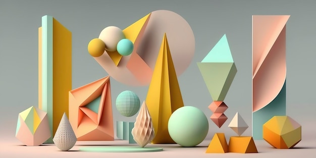 Colorful geometric shapes with pastel tones