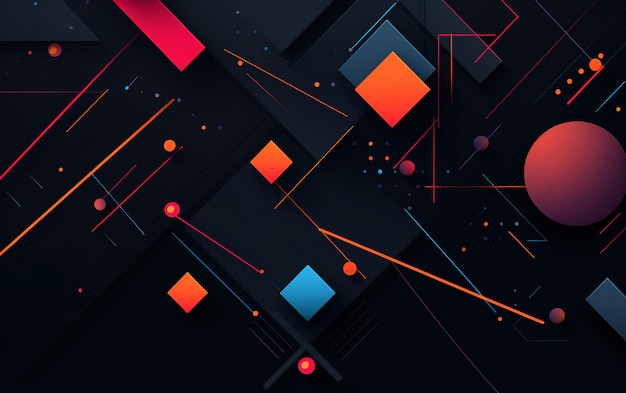 Colorful geometric structures design on black background wallpaper dark background AI generated
