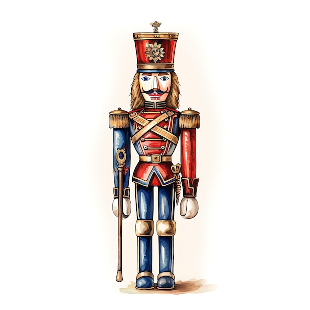 다채로운 독일 견과류 러 병사 형상 빨간색과 파란색 나무 휴머노이드 크리에이티브 전통 물체