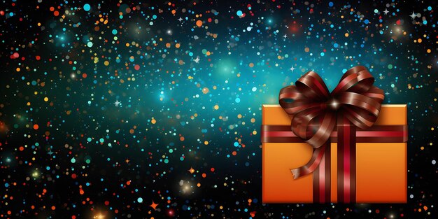 Colorful gift box on the christmas bokeh background