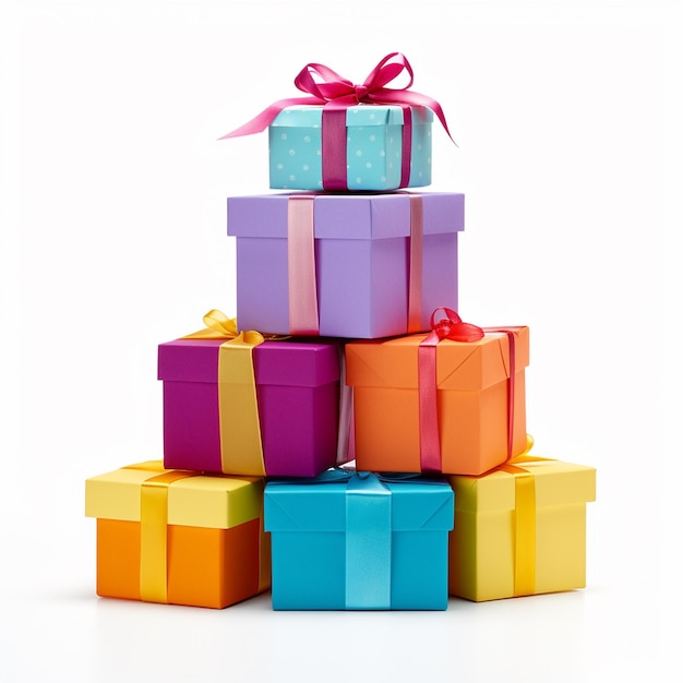 A Colorful gift boxes isolated on white background