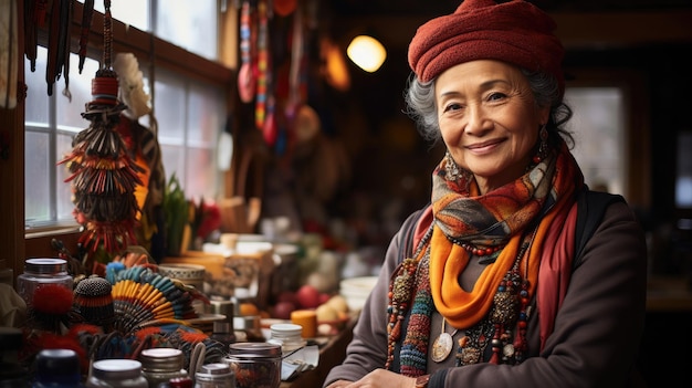 Colorful Gift Shop with Cheerful Shopkeeper