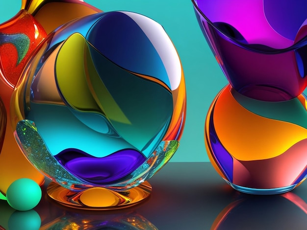 Colorful glass 3d object abstract wallpaper background