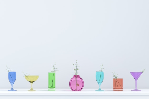 Photo colorful glass background on christmas and new year party day.decor with branch flower.