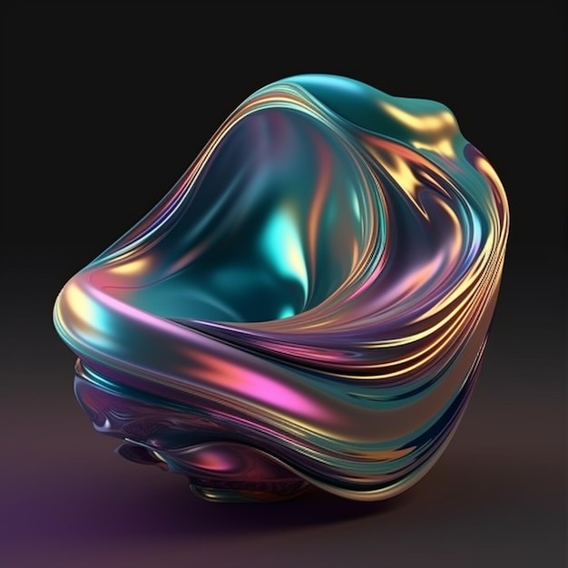 A colorful glass ball with a black background