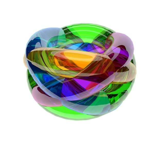 A colorful glass ball with the word " on it "