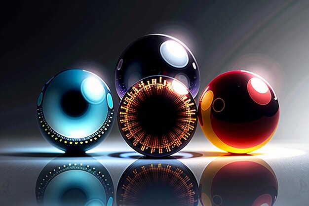 Colorful glass balls shine through the light emitting colorful beautiful light and shadow effects