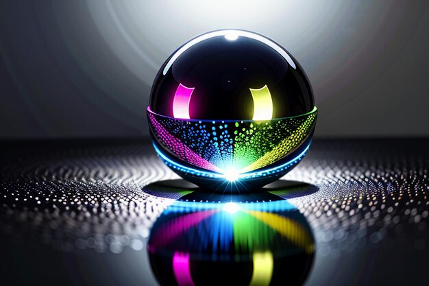 Colorful glass balls shine through the light emitting colorful beautiful light and shadow effects