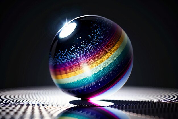 Colorful glass balls shine through the light emitting colorful beautiful light and shadow effects