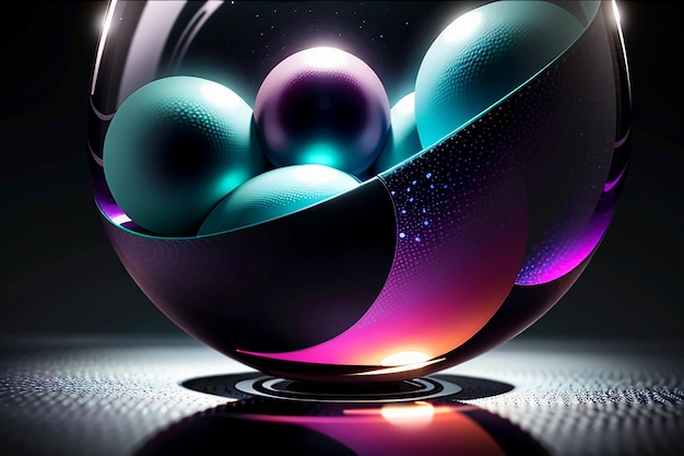 Разноцветные стеклянные шарики сияют сквозь свет, создавая красочные красивые эффекты света и тени.