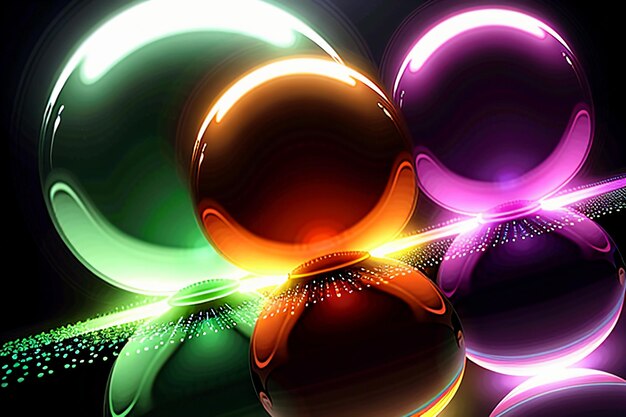 Colorful glass balls shine through the light emitting colorful beautiful light and shadow effects