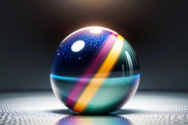 Colorful glass balls shine through the light emitting colorful beautiful light and shadow effects