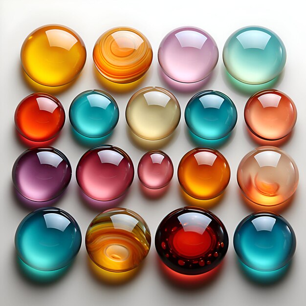 Colorful glass balls on a white background 3d rendering