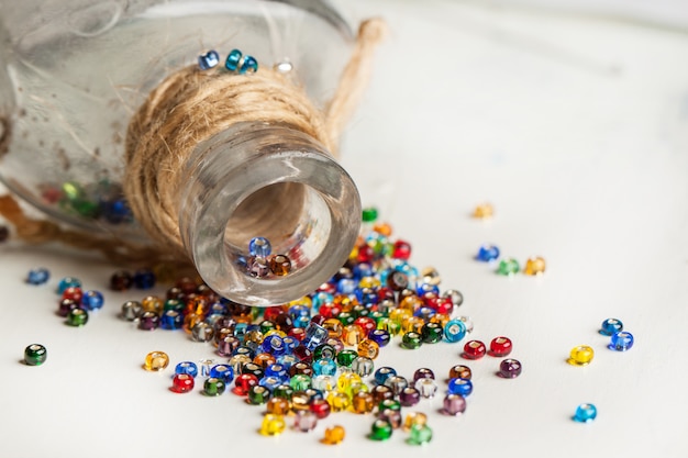 colorful glass beads closeup