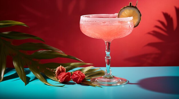 Photo colorful glass of coctail on the abstract background tropical coctail on the table