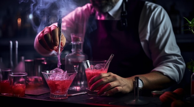 Фото Красочный стакан коктейля на абстрактном фоне тропический коктейль на столе