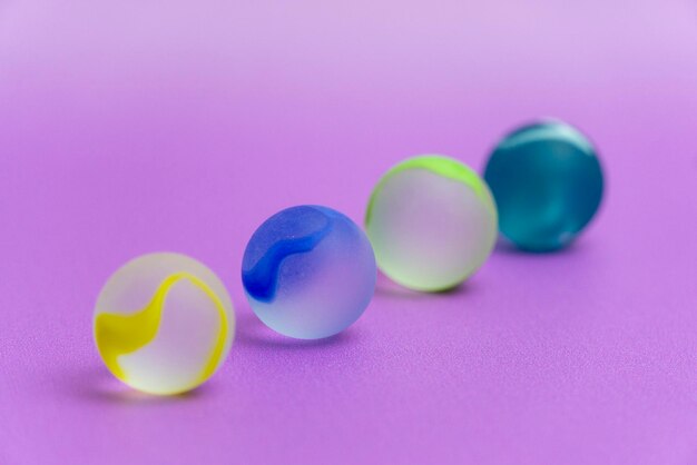 Colorful glass pearls with chaotic patterns