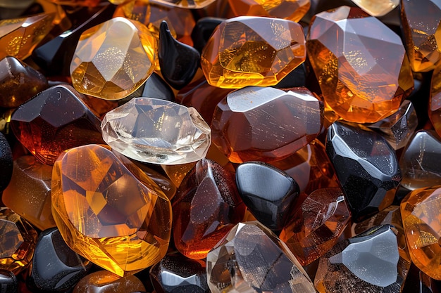 Colorful Glass Stones with Gold and Orange Hues