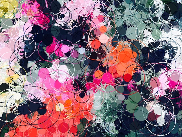 Photo a colorful glass wall with a pink and orange flower in the center