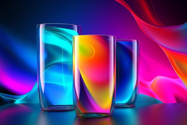 A colorful glass with the word on it Generative ai