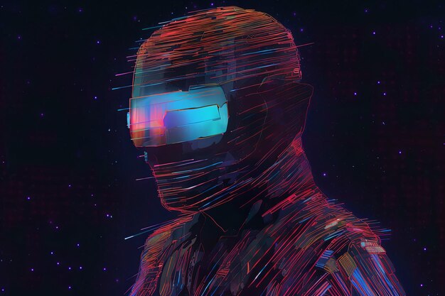 Colorful Glitchy Ambient Dark Portrait Graphic Illustration